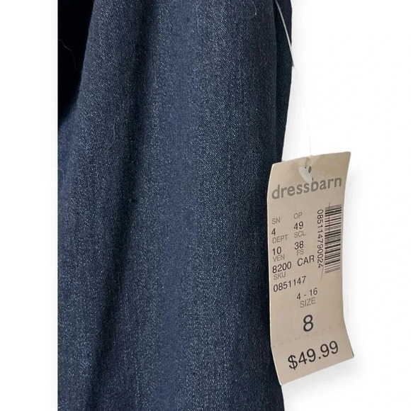 1848. DRESSBARN BEJEWELED MINI LENGTH DRESS CAP SLEEVES SIZE 8 CHAMBRAY MATERIAL - Picture 5 of 10